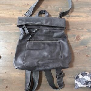 Stylish Black Leather Backpack